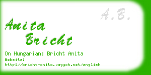 anita bricht business card